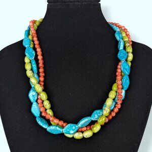 (2/$20) Premier Designs 3-Strand Colourful Beaded Necklace